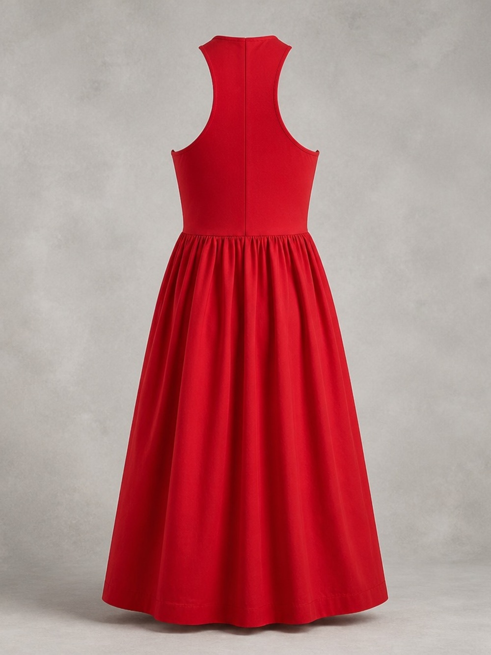 Anthropologie Sleek Sleeveless Red Maxi Dress with Flowing Gathered Skirt.NWT XL - Picture 2 of 8